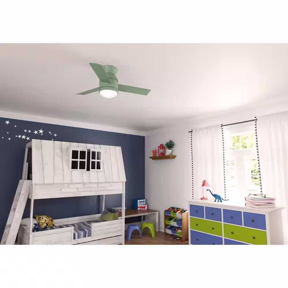 Hunter Dublin 44 in. LED Indoor Dusty Green Ceiling Fan with Light Kit and Remote