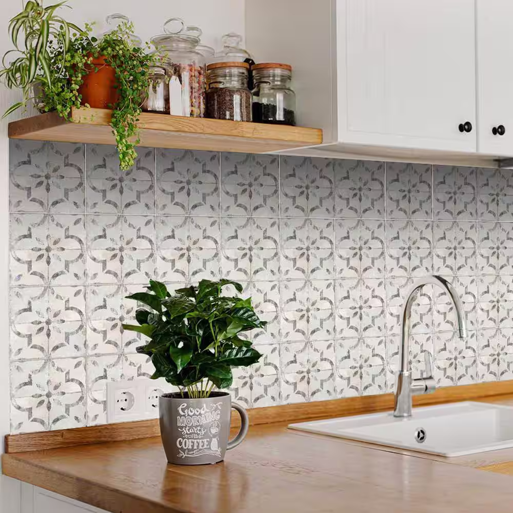None Grey R20 8 in. x 8 in. Vinyl Peel and Stick Tile (24 Tiles, 10.67 sq. ft./Pack)