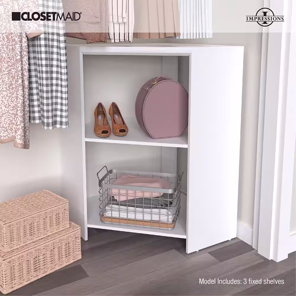 ClosetMaid Impressions 28.7 in. x 28.7 in. x 41.1 in. White Laminate Corner Unit