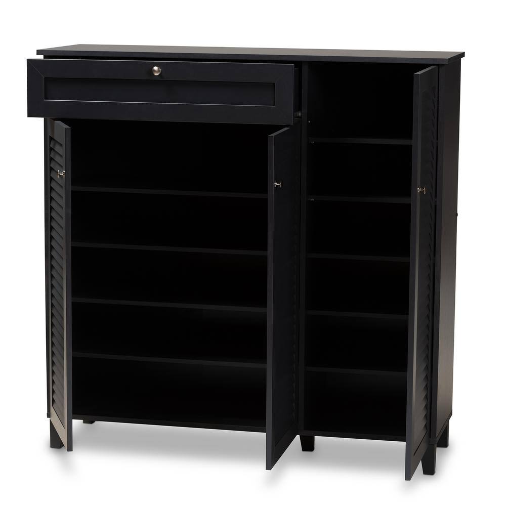 Baxton Studio 45 in. H x 45.25 in. W Gray Wood Shoe Storage Cabinet