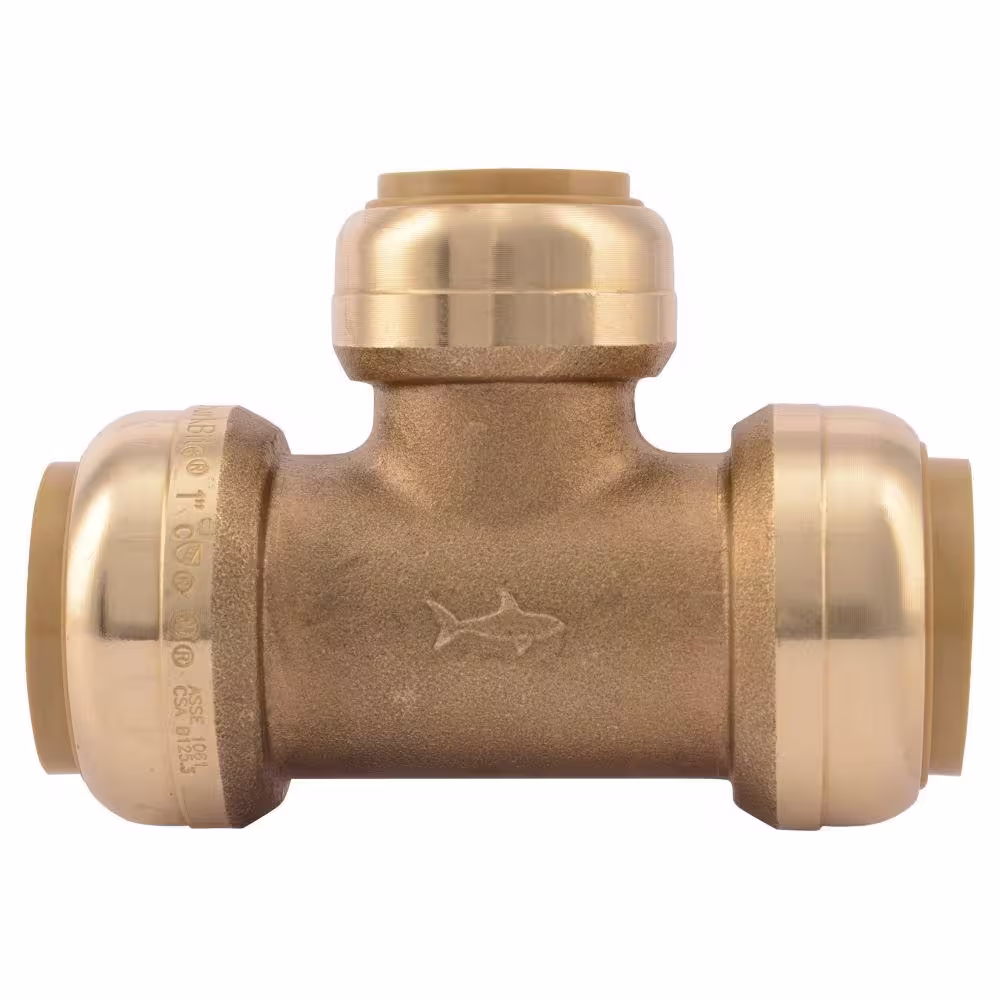 SharkBite 1 in. x 1 in. x 3/4 in. Push-to-Connect Brass Reducing Tee Fitting