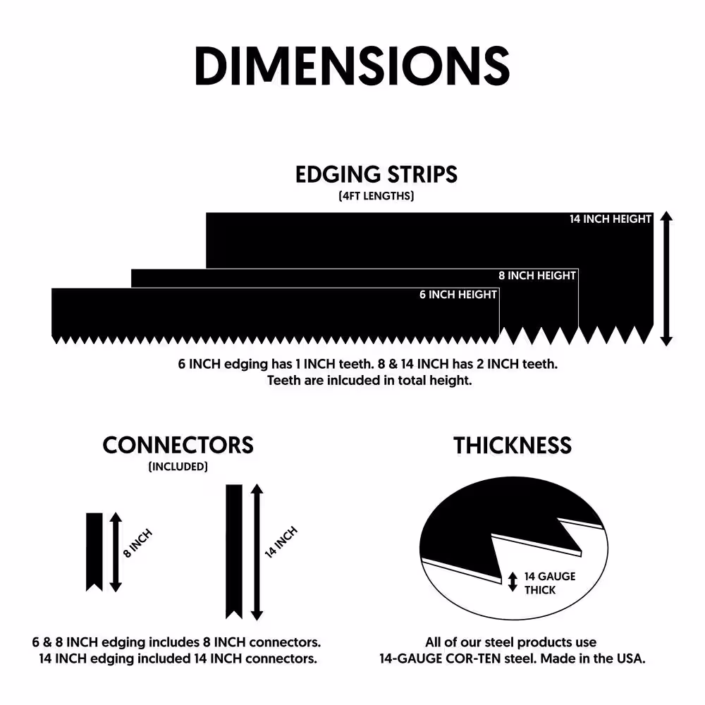 None 2 ft. x 14-Gauge x 14 in. Cor-Ten Steel Landscape Edging (2 ft. 1-Piece)