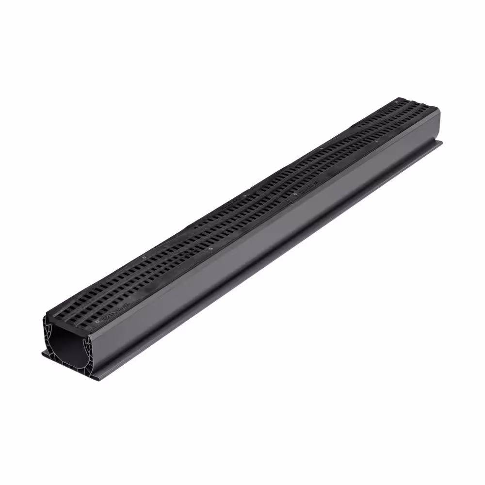 NDS Spee-D Channel Drain Grate, 4-7/16 in. wide X 2 ft. long, Decorative Wave Design, Black Plastic