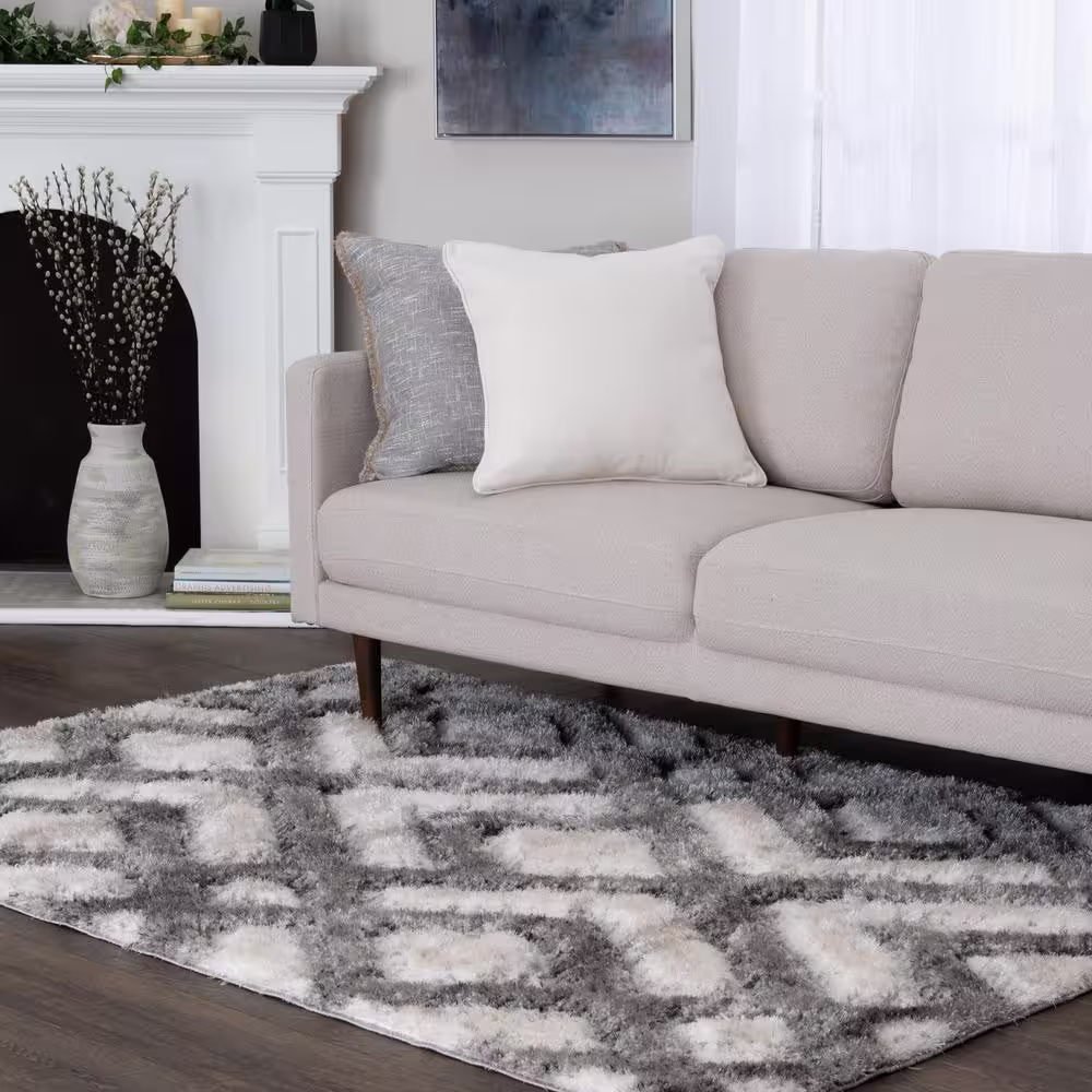 None Bazaar Katana Beige/Gray 5 ft. x 7 ft. Geometric Area Rug