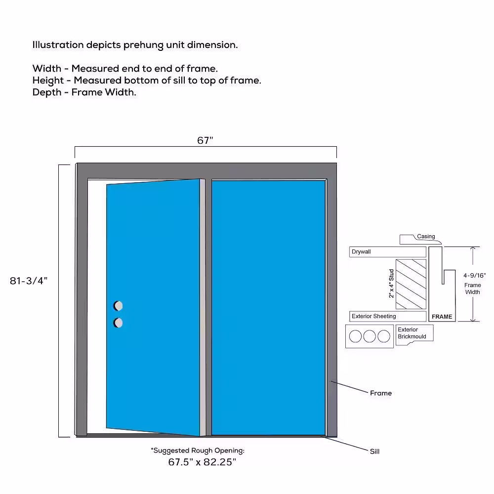 MMI Door 64 in. x 80 in. Clear Low-E Glass Primed Steel Prehung Right-Hand Inswing Full Lite Stationary Patio Door