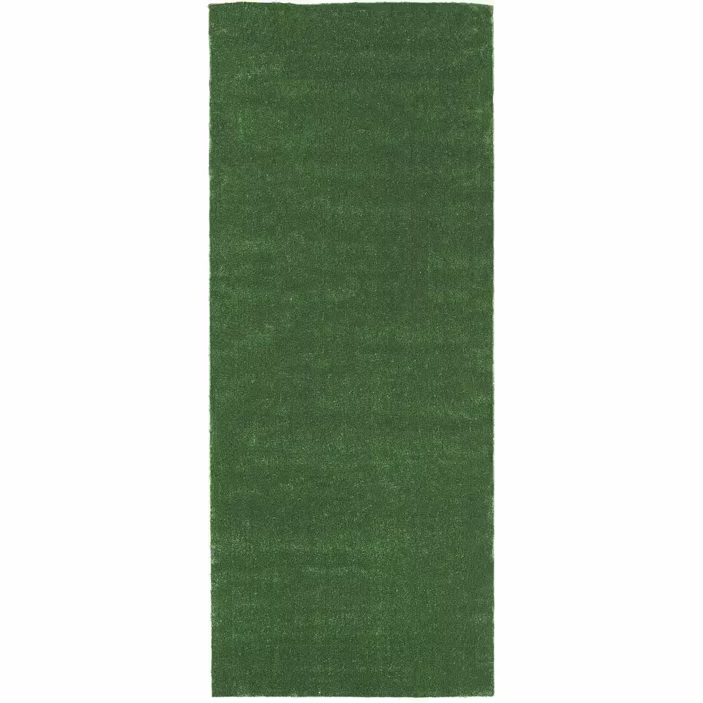 Sweet Home Stores Meadowland Collection Waterproof Solid Indoor/Outdoor 3 ft. x 30 ft. Green Artificial Grass Runner Rug