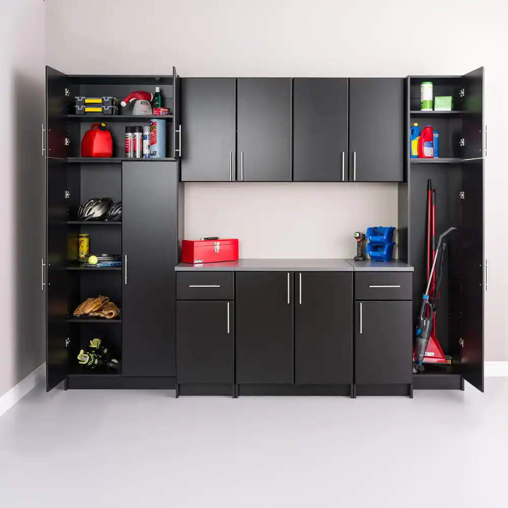 Prepac Elite Wood Freestanding Garage Cabinet in Black (16 in. W x 24 in. H x 16 in. D)