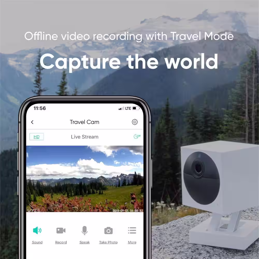 WYZE Wireless Outdoor Surveillance Home Security Camera v2, with Color Night Vision, Includes Base Station