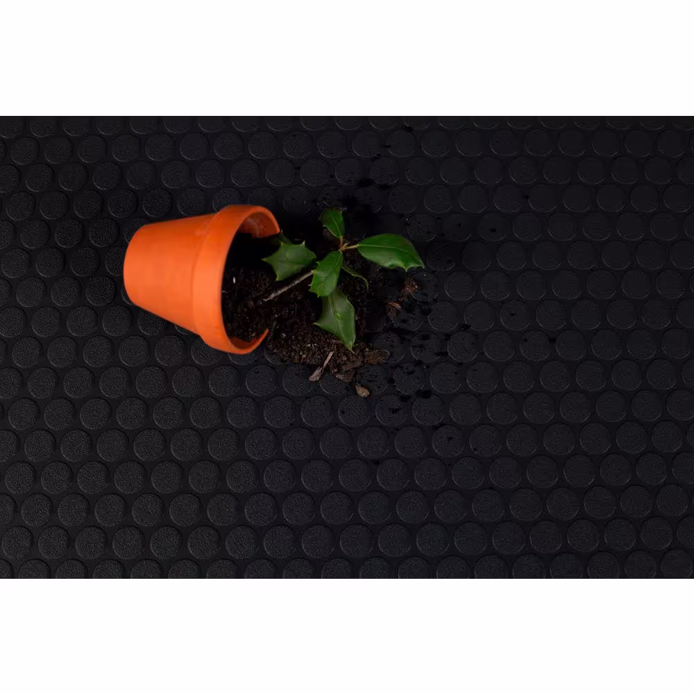 G-Floor Shed Flooring Midnight Black Small Coin Commercial Vinyl Sheet Flooring (8 ft. W x 16 ft. L)
