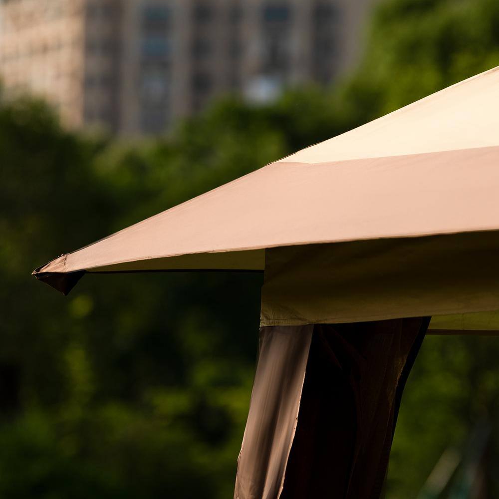 None Patio 10 ft. x 10 ft. Khaki Garden Canopy Gazebo Canopy