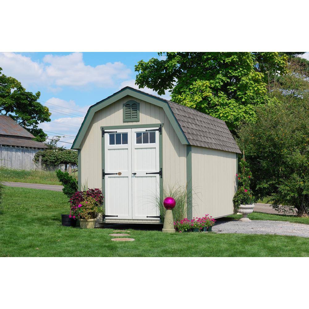 LITTLE COTTAGE CO. Colonial Greenfield 12 ft. x 14 ft. Wood Storage Building DIY Kit with 4 ft. Sidewalls with Floor
