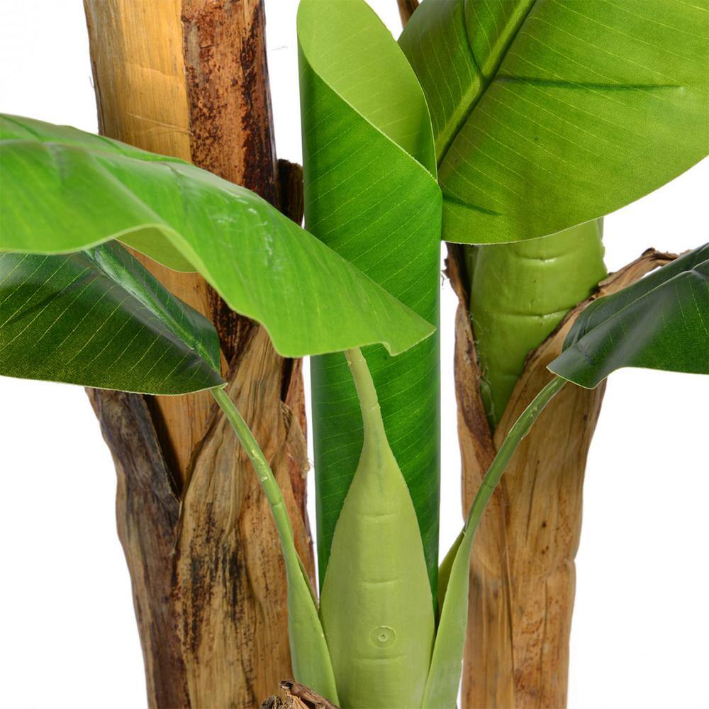 VINTAGE HOME 69.5 in. Tall Banana Tree Artificial Lifelike Decor Burlap Kit and Fiber Stone Planter