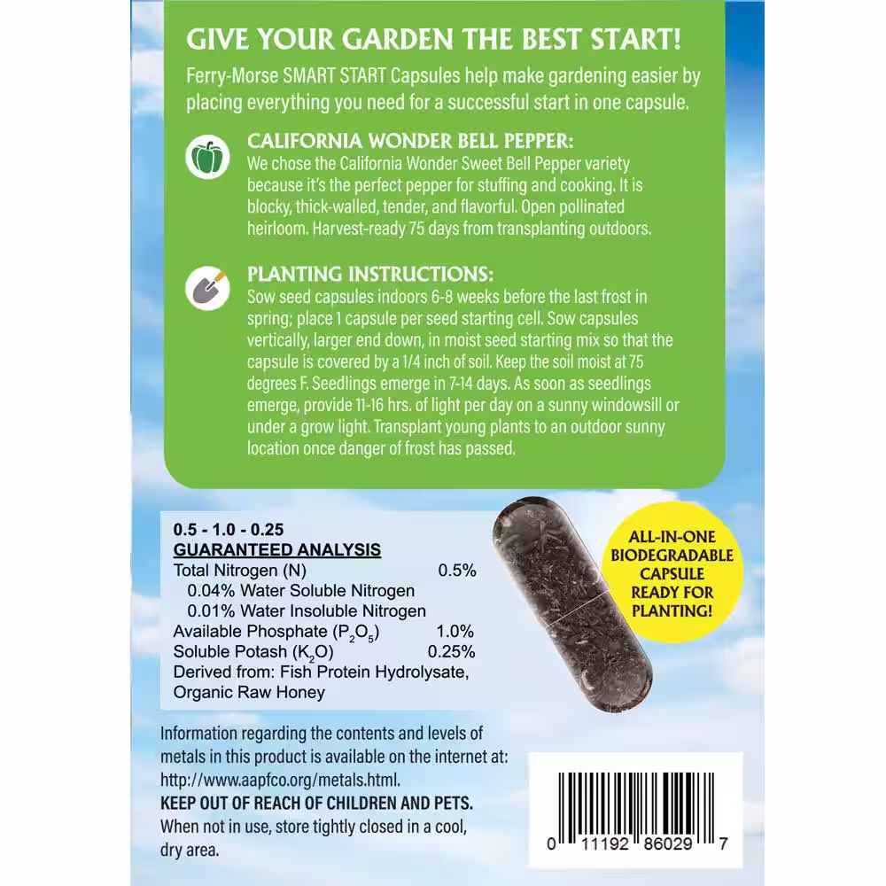 Ferry-Morse Vegetable Smart Start California Wonder Pepper Seed
