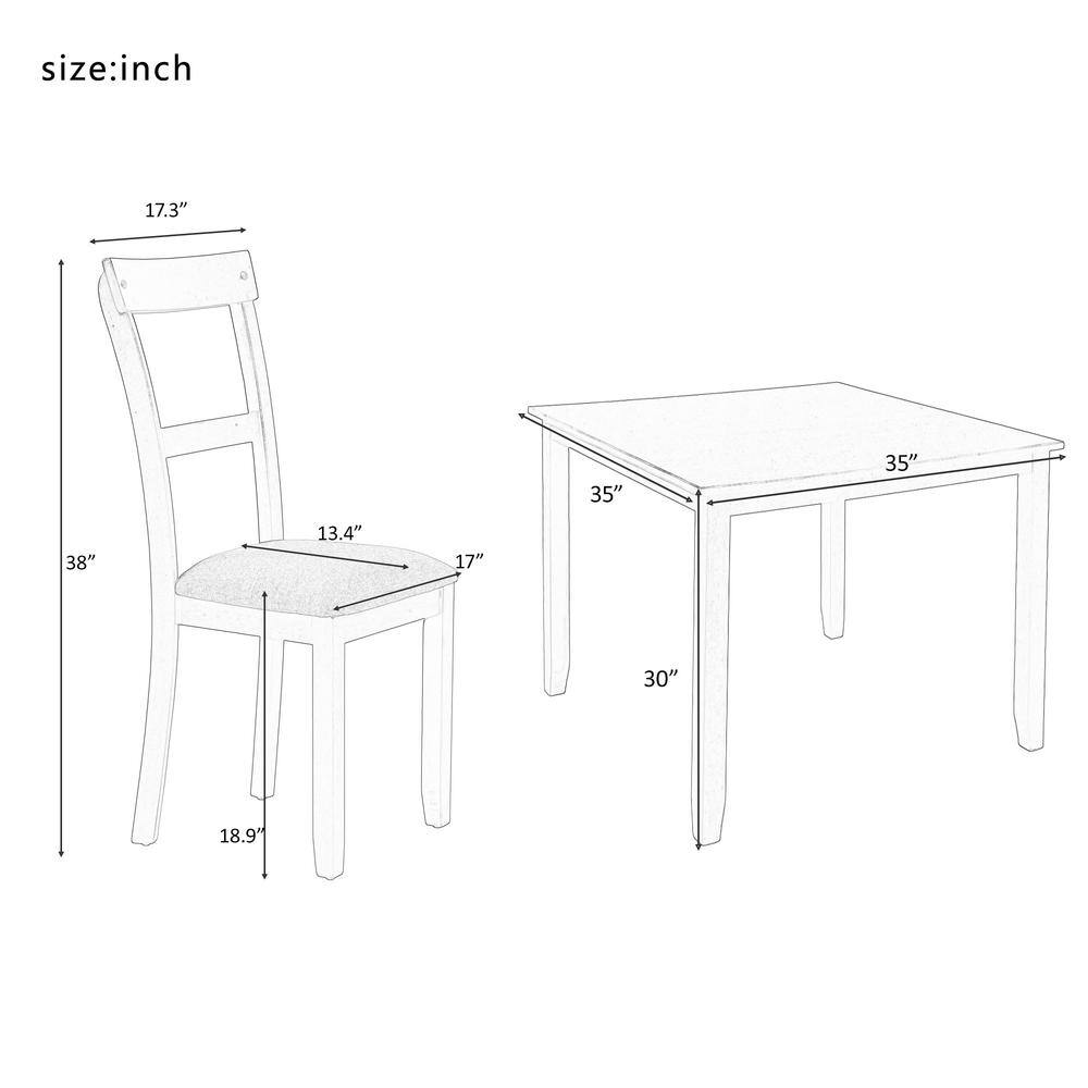 Harper & Bright Designs Light Gray 5-Piece Industrial Wooden Dining Sets