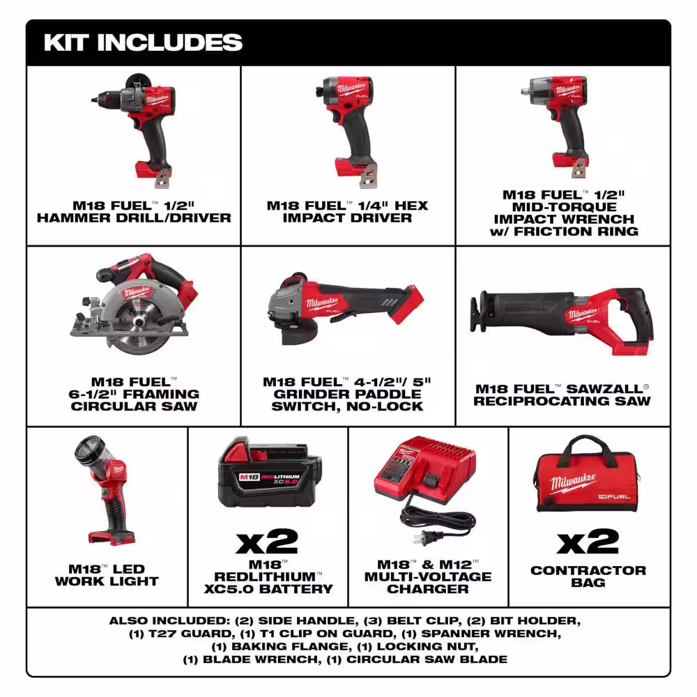 Milwaukee M18 FUEL 18-Volt Lithium-Ion Brushless Cordless Combo Kit (7-Tool) w/M18 Tower Light