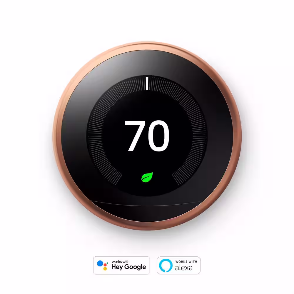 Google Nest Learning Thermostat - Smart Wi-Fi Thermostat Copper + Nest Temperature Sensor