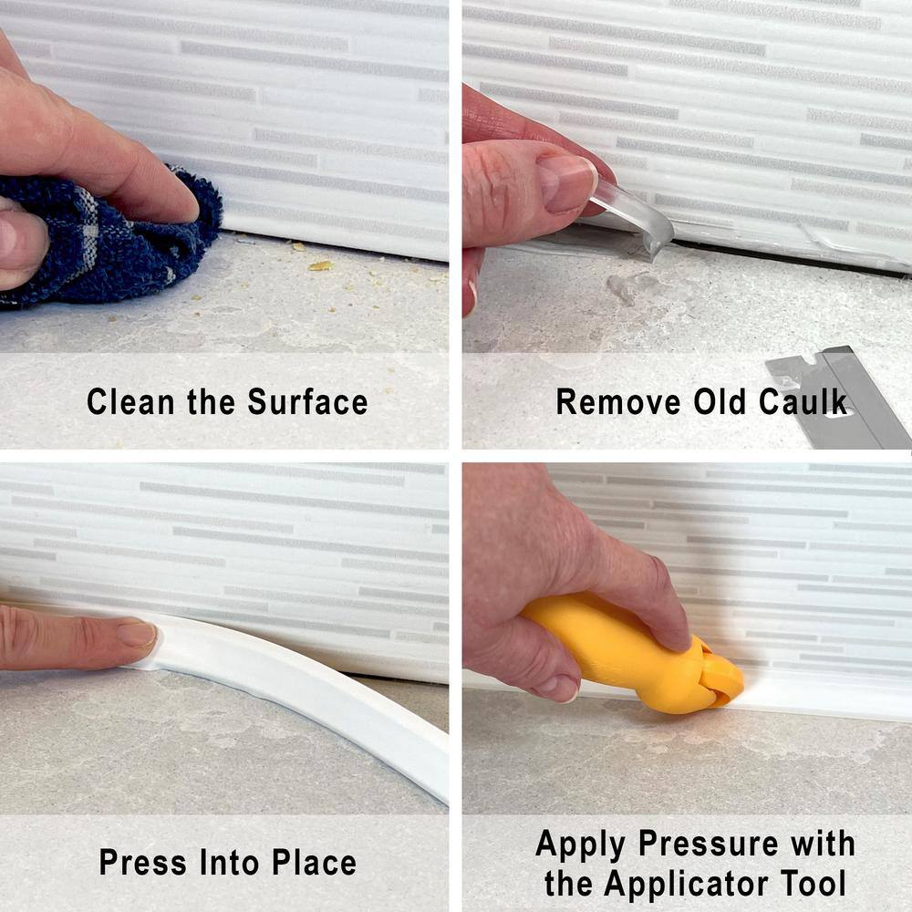InstaTrim 1/2 in. x 20 ft. Black PVC Self-adhesive Flexible Caulk Trim Molding and Applicator Tool