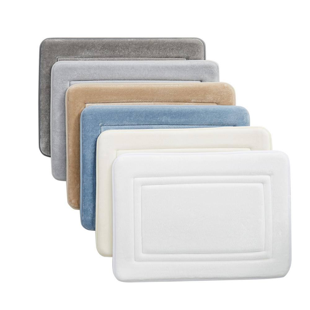 TRULY CALM HeiQ Antimicrobial Memory Foam (20x32) Bath Rug in White