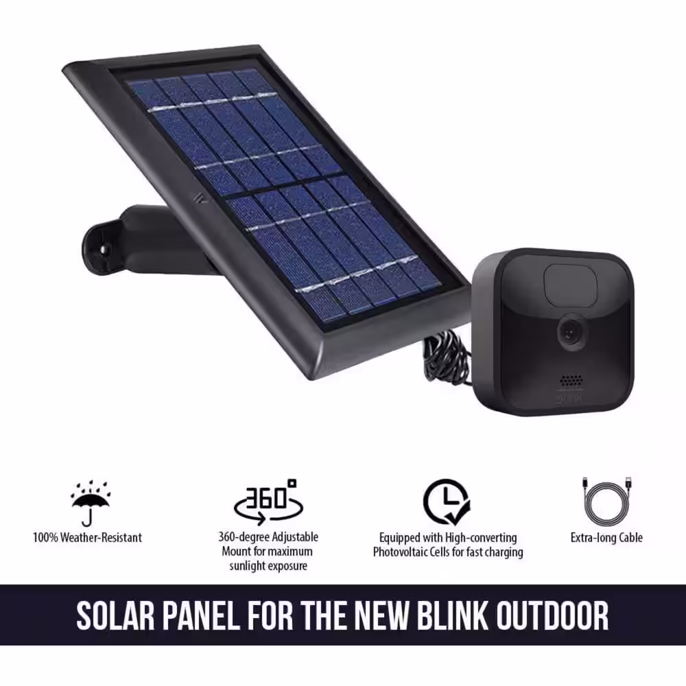 Wasserstein Solar Panel with Internal Battery for Blink Outdoor, Blink XT and Blink XT2 Security Camera (3-Pack, Black)