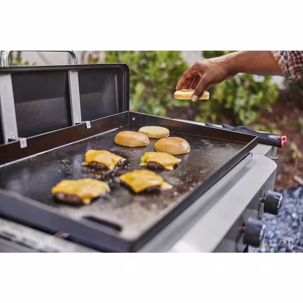 Weber 3 Burner Propane Gas Grill 28 in. Flat Top Griddle Combo with Griddle Essential Set