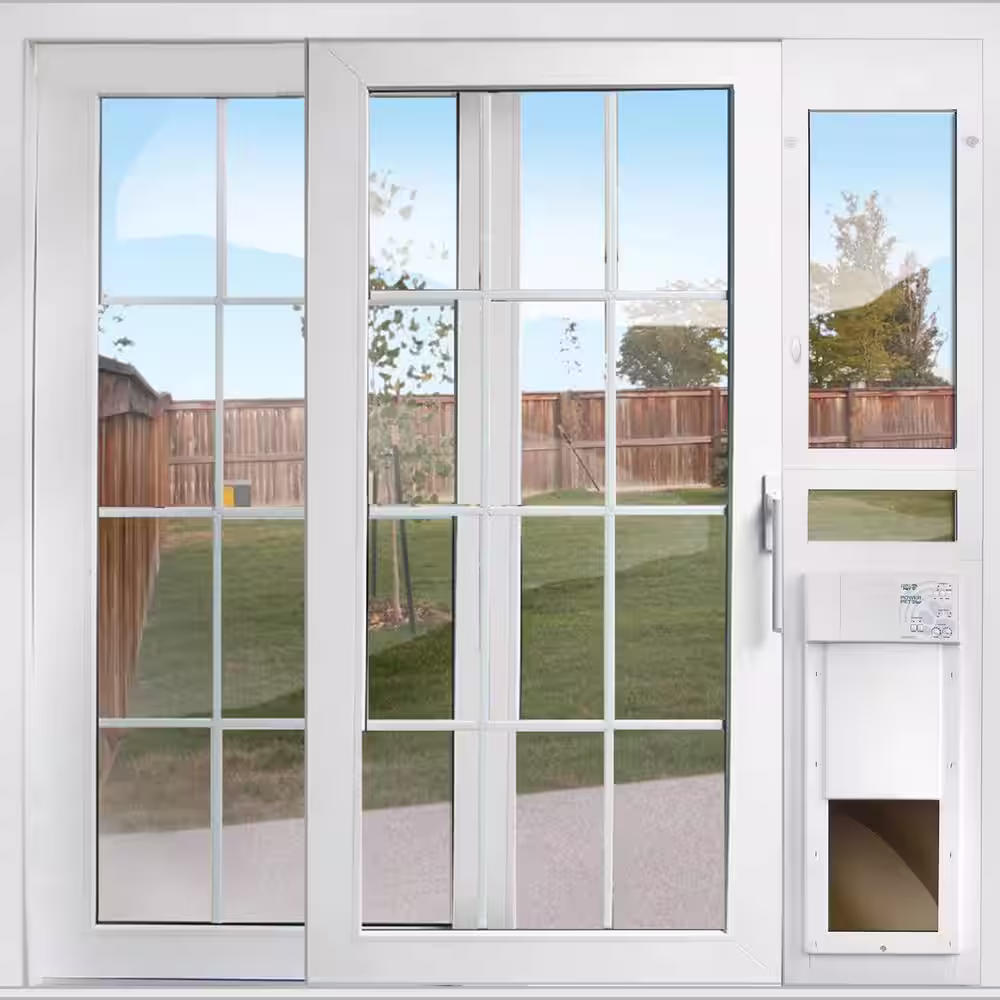 High Tech Pet 12-1/4 in. x 16 in. Power Pet Fully Automatic Patio Pet Door with Dual Pane Low-E Glass, Regular Track Height