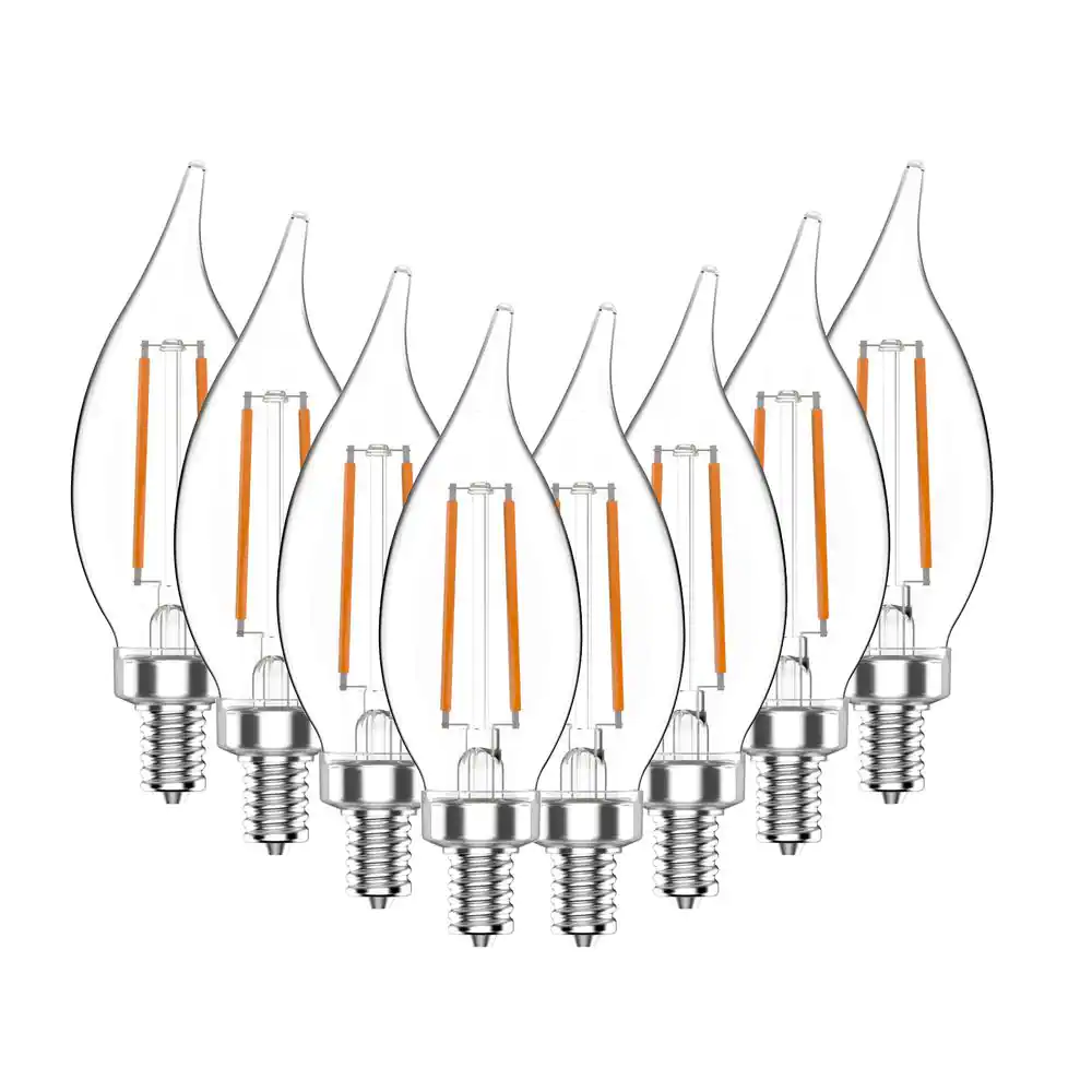 None 40-Watt Equivalent B11 Non-Dimmable CEC Clear Glass Filament Vintage Edison LED Light Bulb Soft White 2700K (8-Pack)