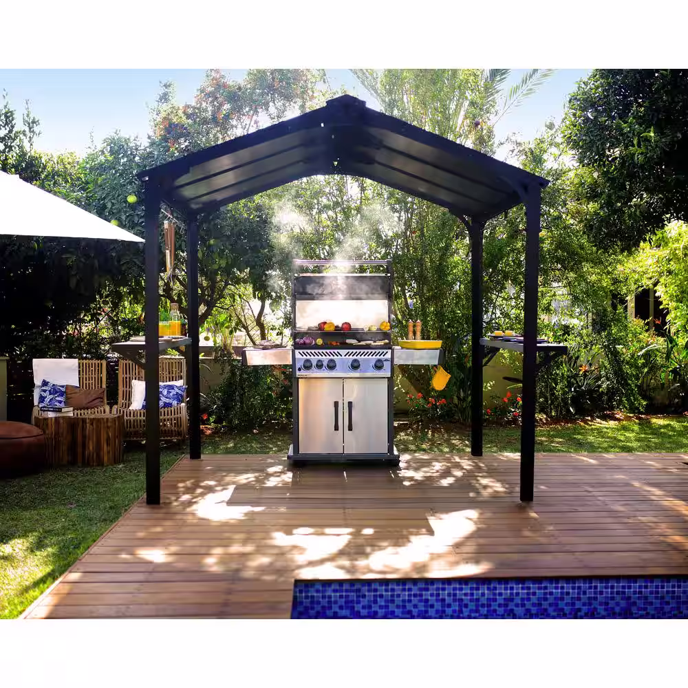 CANOPIA by PALRAM Austin 6 ft. x 8 ft. Black/Gray Opaque BBQ Garden Gazebo