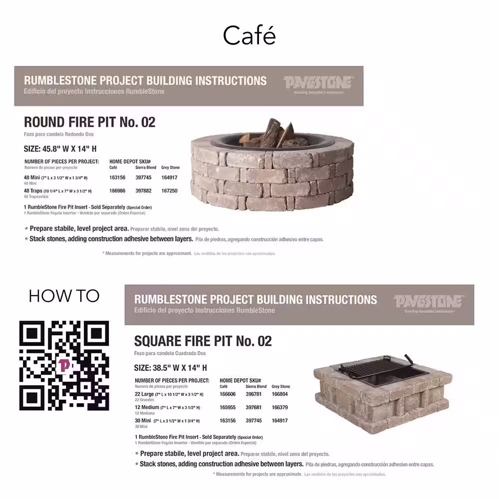 None RumbleStone 38.5 in. x 21 in. Square Concrete Fire Pit Kit No. 5 in Greystone