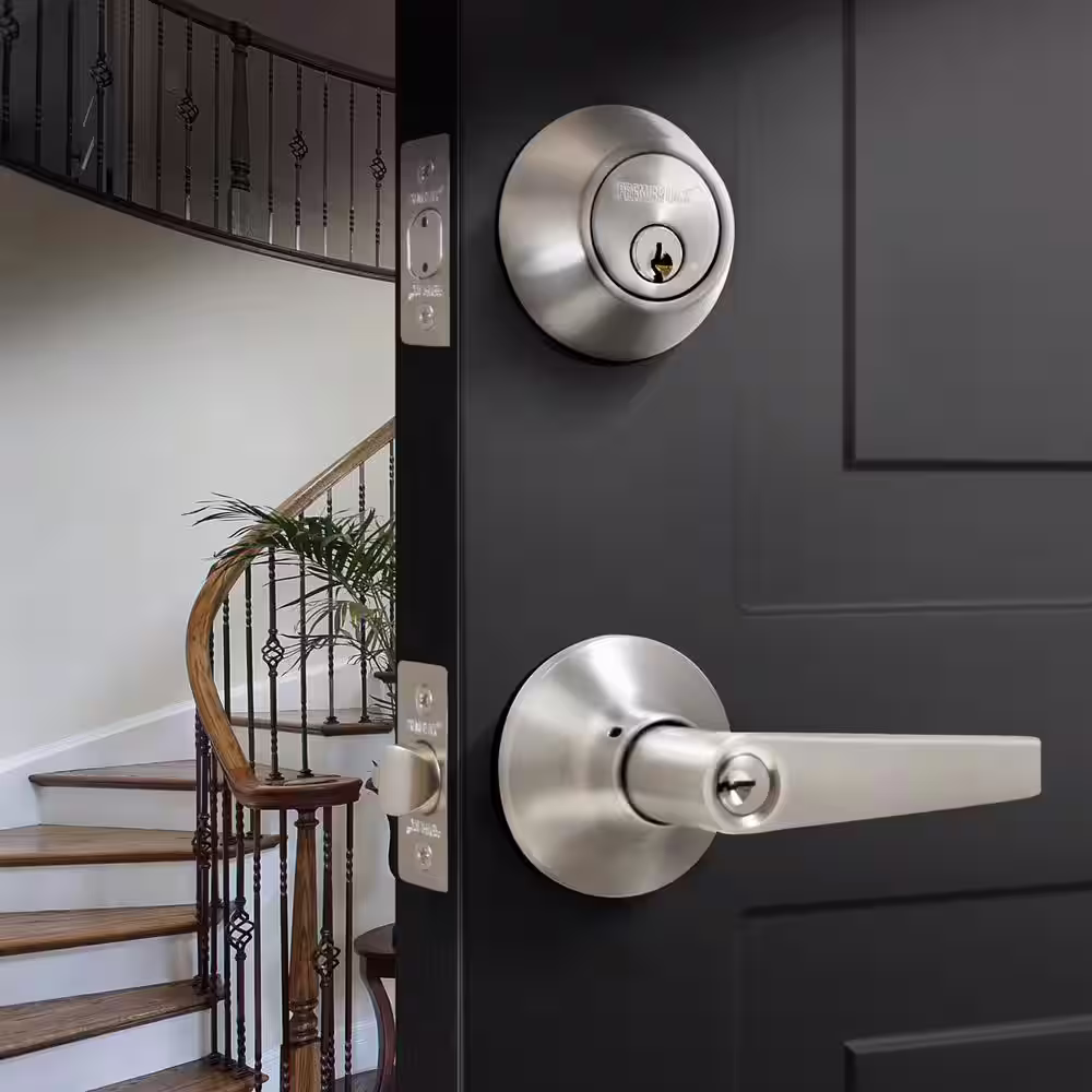 Premier Lock Stainless Steel Entry Door Handle Combo Lock Set with Deadbolt and 24 SC1 Keys Total (6-Pack, Keyed Alike)