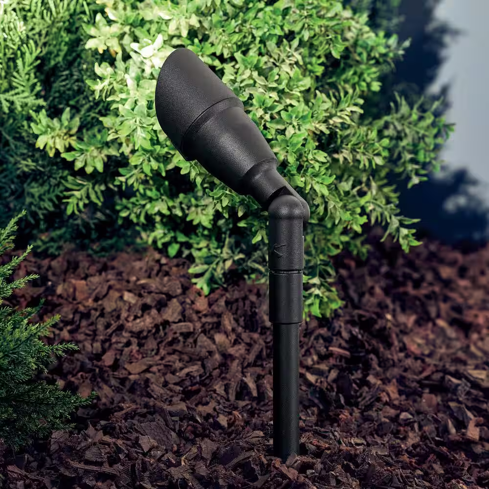 KICHLER Low Voltage 7.5 in. Textured Black Hardwired Outdoor Weather Resistant Spotlight with No Bulbs Included
