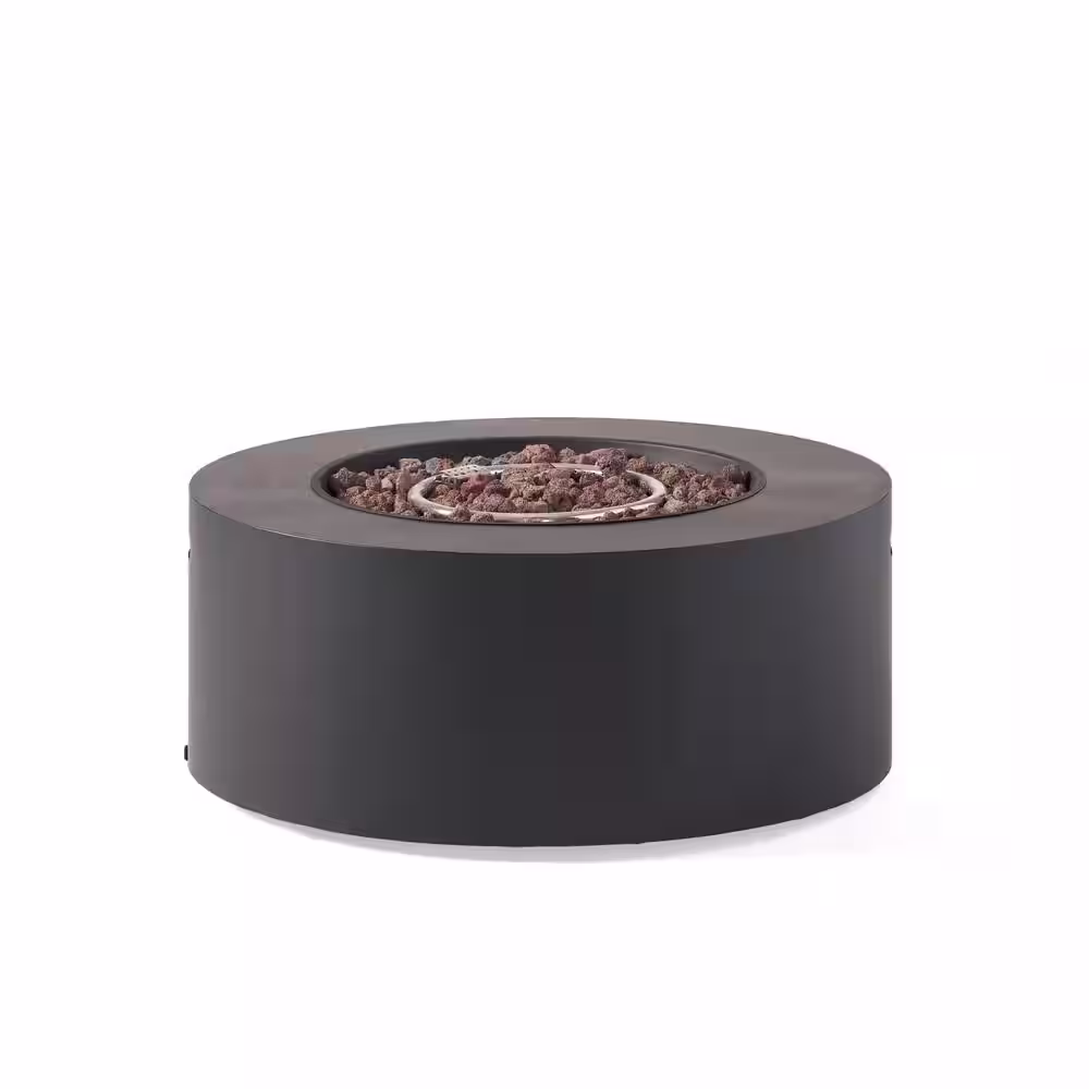 Noble House Reign Dark Gray Circular Metal Fire Pit (No Tank Holder)