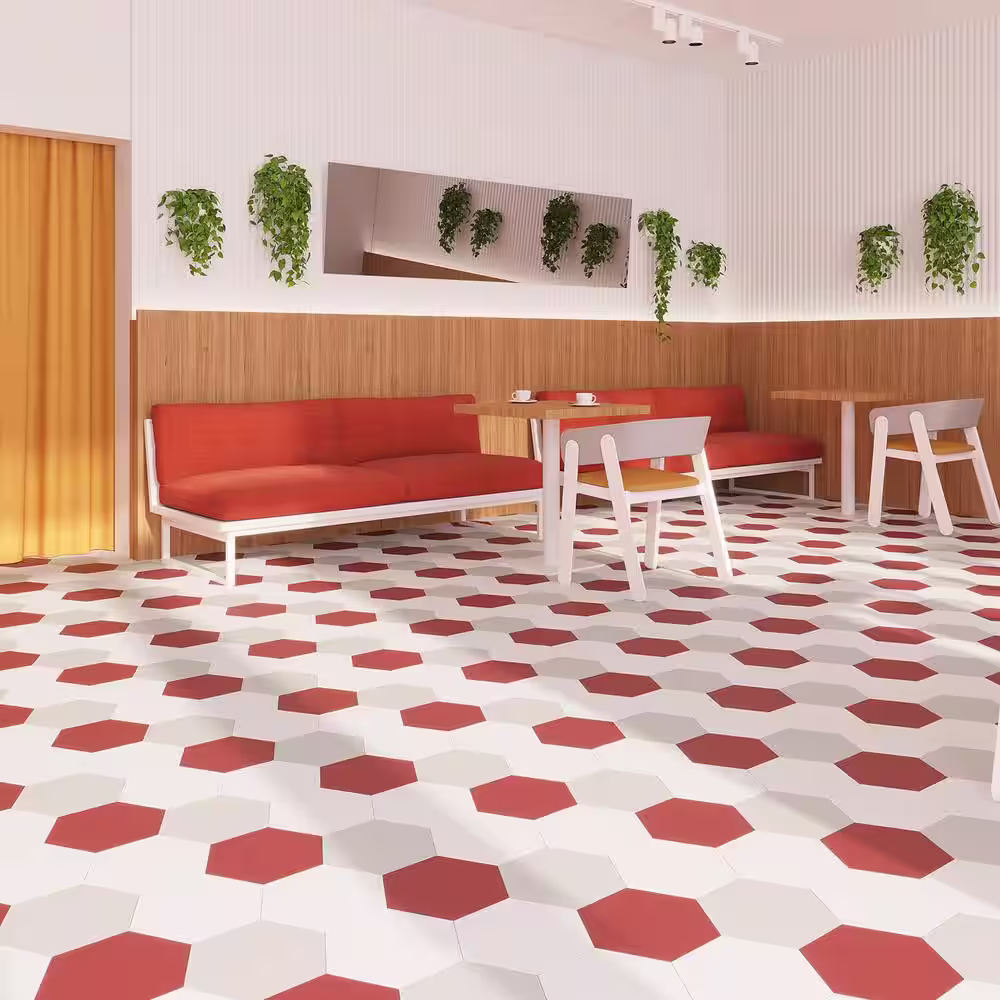 Lucida Surfaces MosaiCore Berry 28 MIL x 12 in. W x 10 in. L Glue Down Waterproof Vinyl Tile Flooring (12.3 sqft/case)
