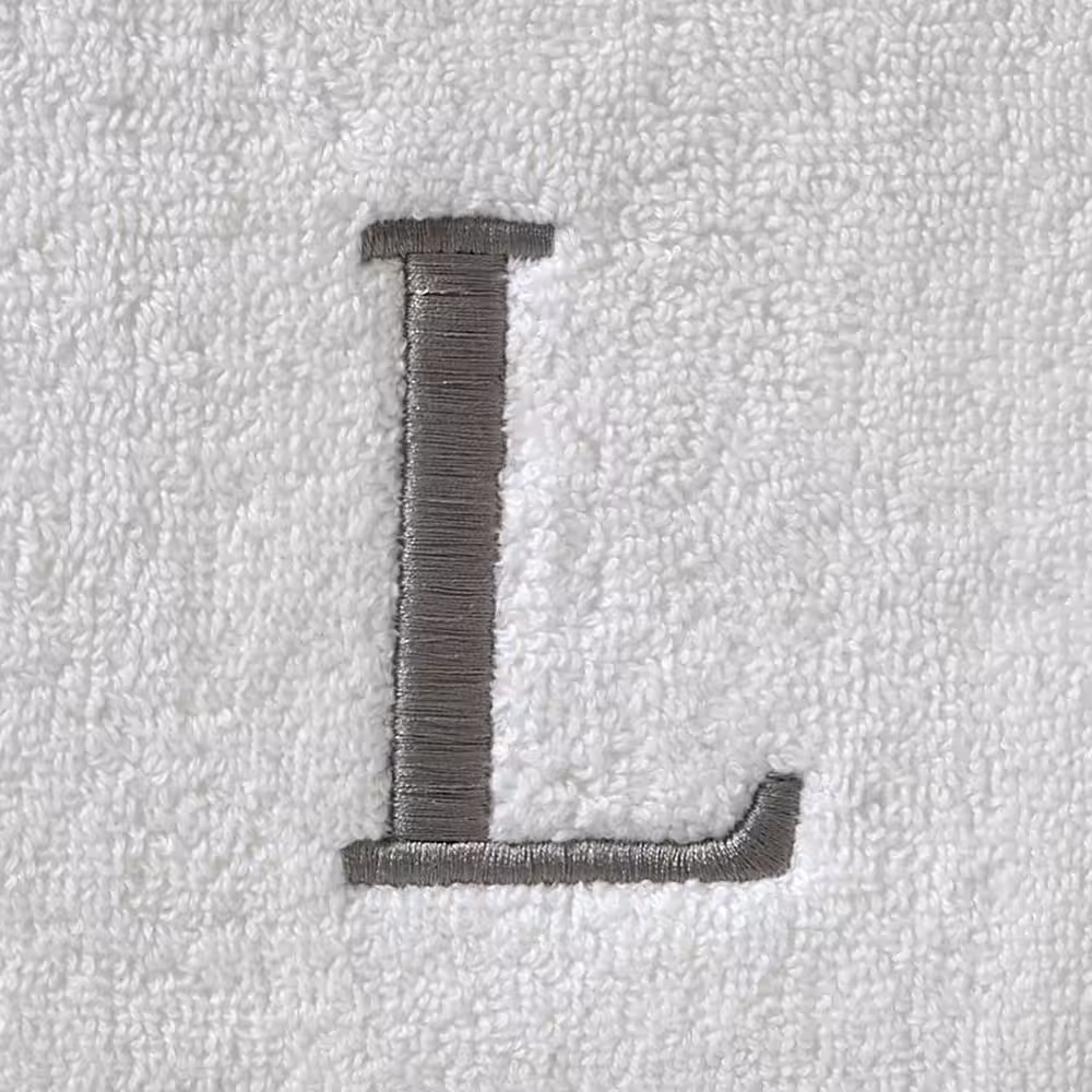 SKL Home Casual Monogram Letter L Hand Towel 2 piece set, white, cotton