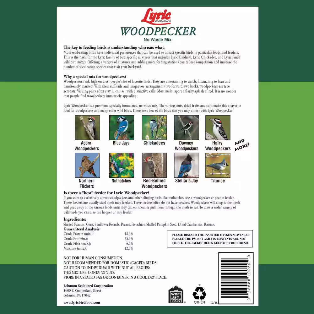 Lyric 20 lb. Woodpecker No Waste Wild Bird Mix