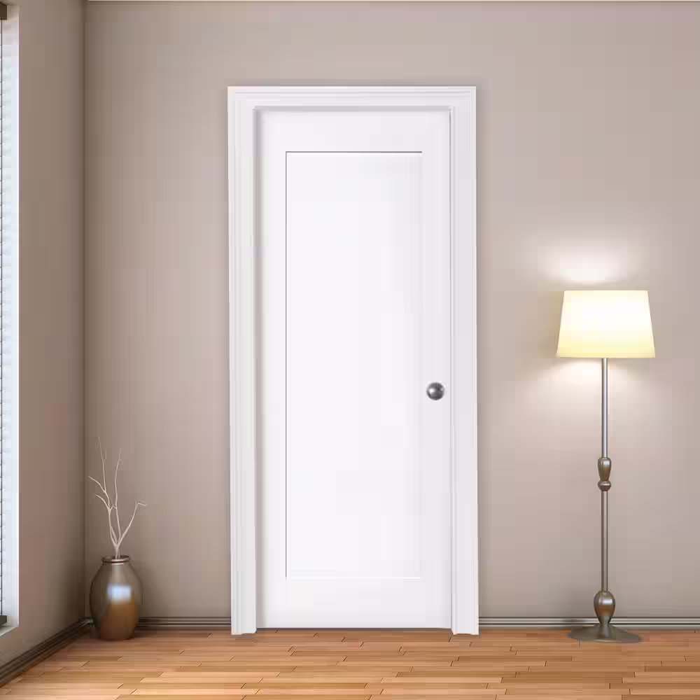 Steves & Sons 36 in. x 80 in. 1-Panel Primed White Shaker Solid Core Wood Interior Door Slab