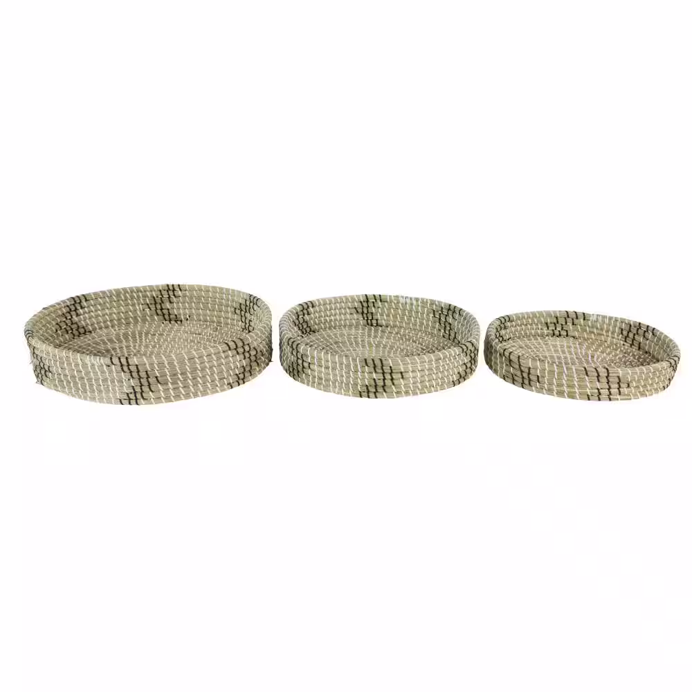 Litton Lane Beige Coastal Style Tray (Set of 3)
