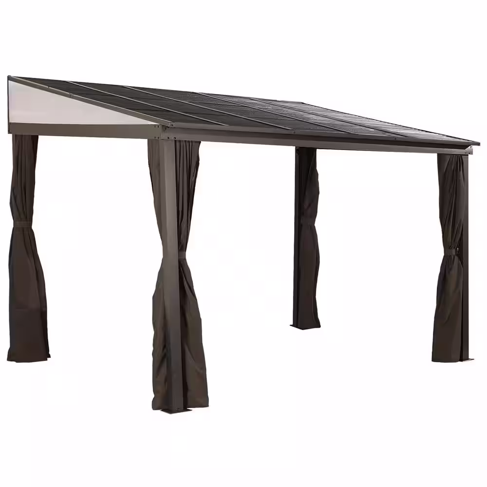 Sojag Portland 10 ft. x 14 ft. Dark Brown Wall Mounted Rustproof Aluminum Framed Gazebo