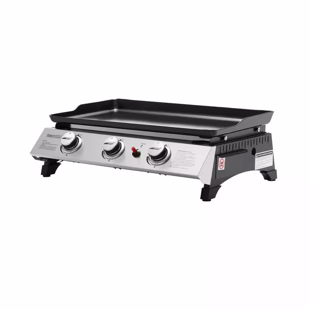 Royal Gourmet Portable 3-Burner Built-in Propane Gas Grill in Stainless Steel