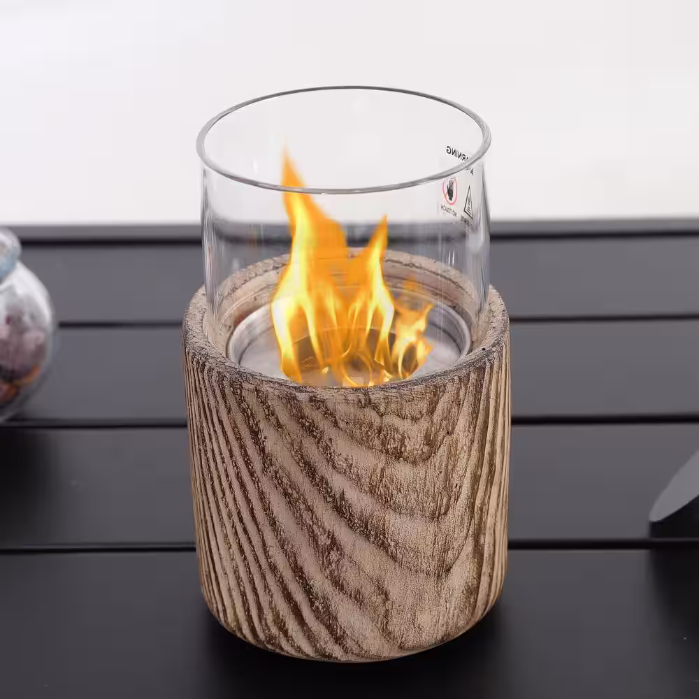 None 4.53 in. x 7.32 in. TerraFab Material Ethanol Round Brown Tabletop Fire Pit