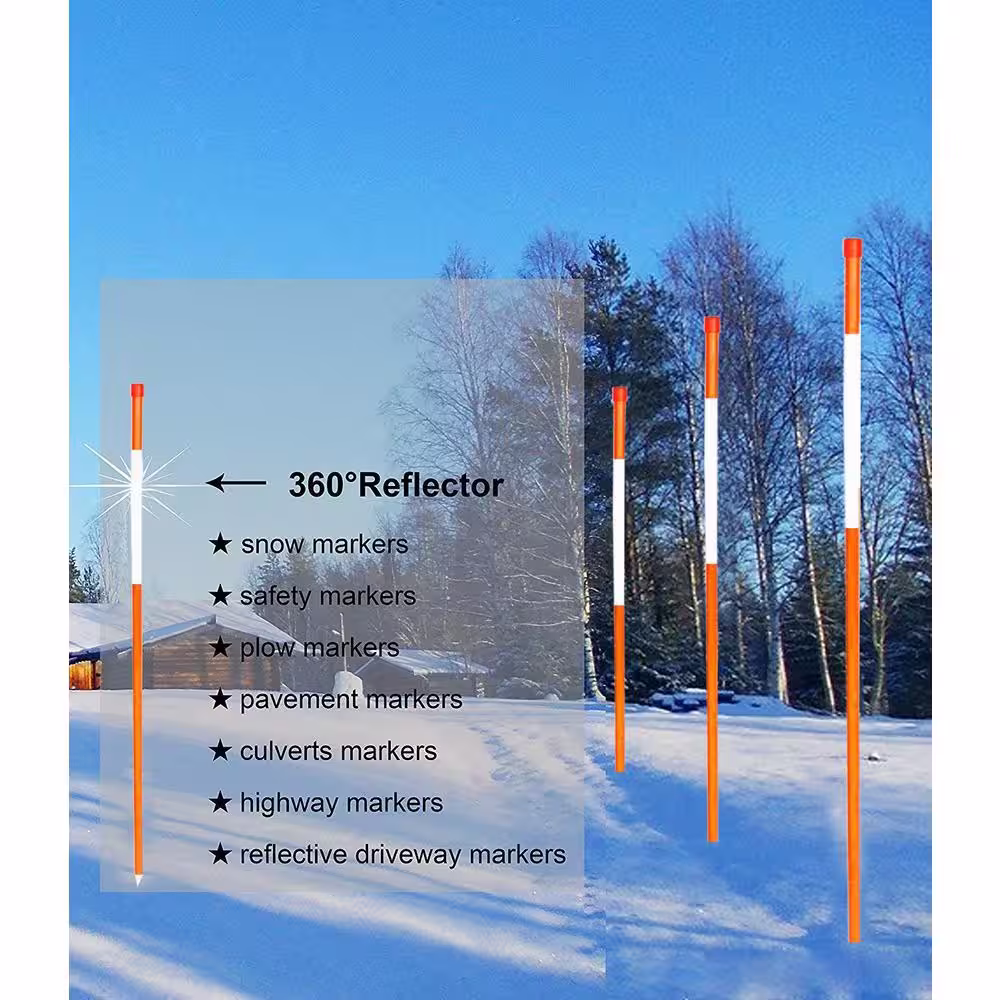 FiberMarker 60 in. 5/16 in. Dia Reflective Driveway Markers Driveway Poles for Easy Visibility at Night, Orange (20-Pack)