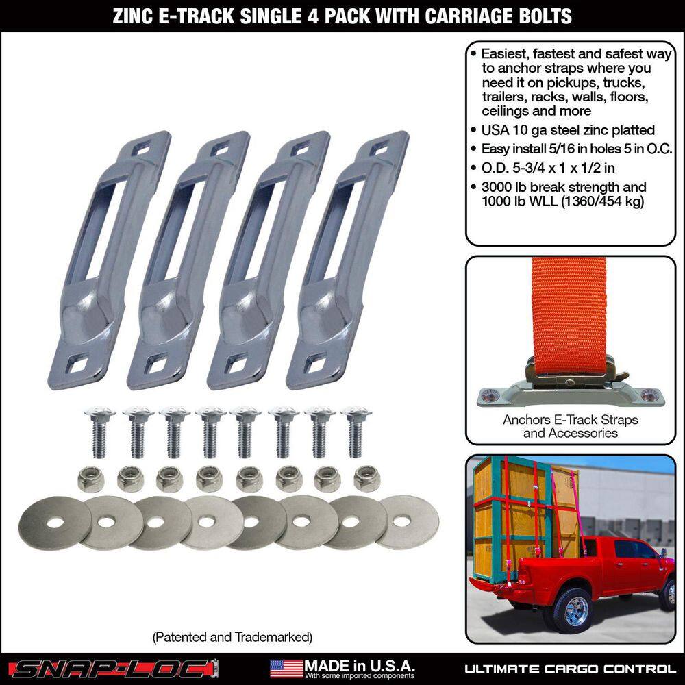 SNAP-LOC E-Track Single Strap Anchor Zinc with Carriage Bolts (4-Pack)