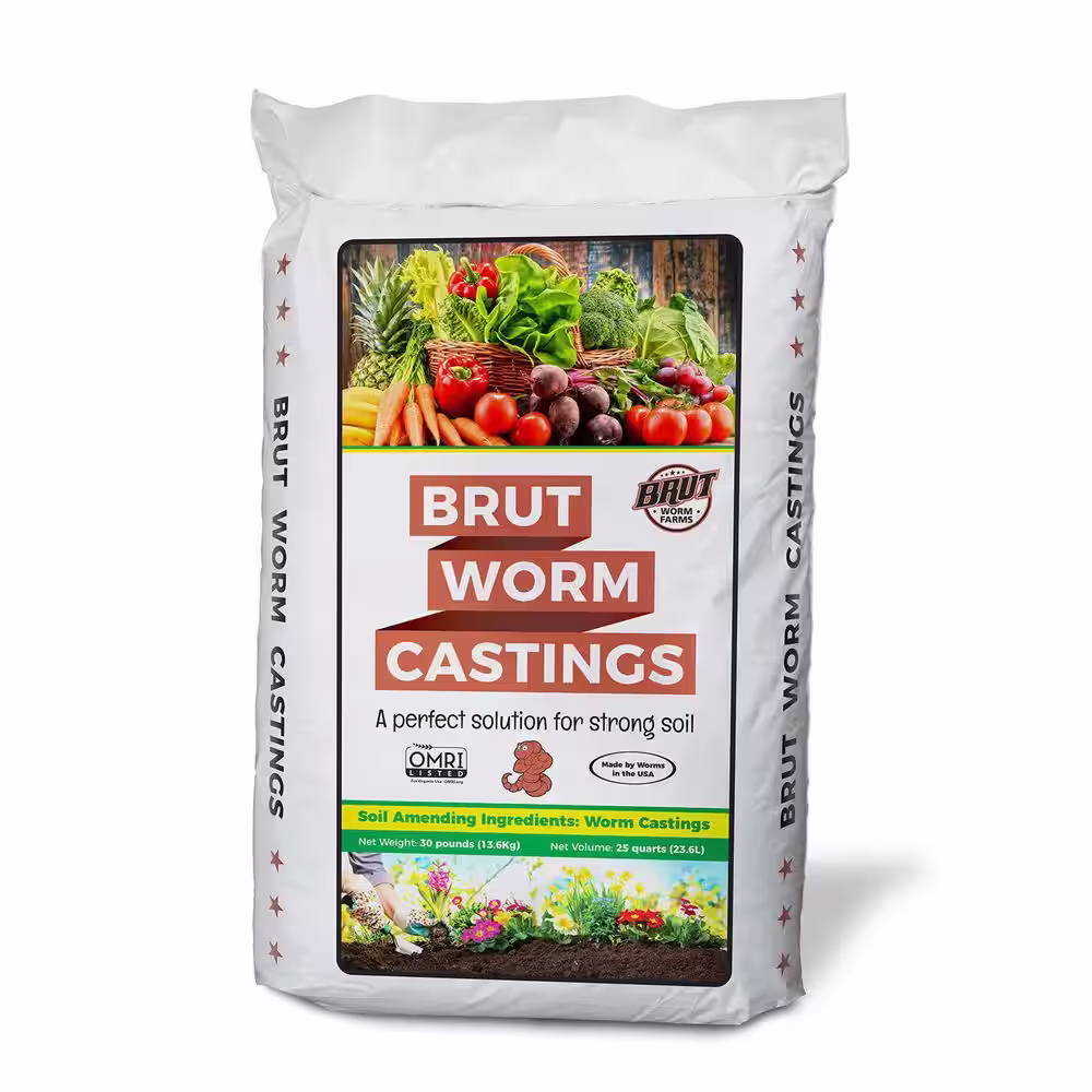 None Organic Worm Castings Soil Builder, 30 lbs. Bag (8-Pack)