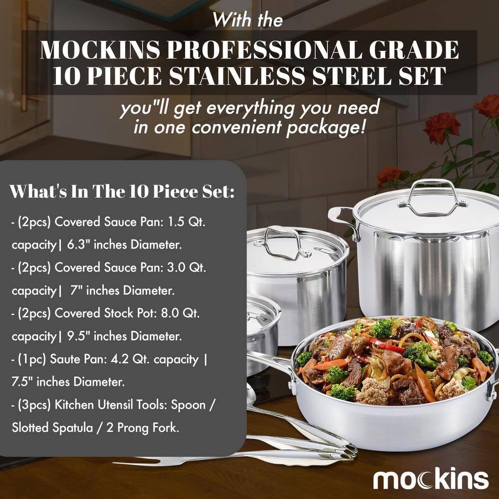 Nevlers 10-Piece Premium Grade Stainless Steel Cookware Set with Lids