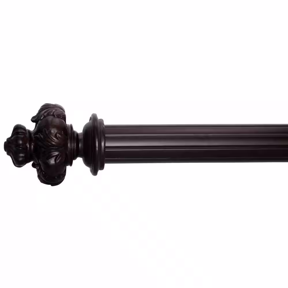 Classic Home 96 in. Single Curtain Rod in English Walnut with Finial