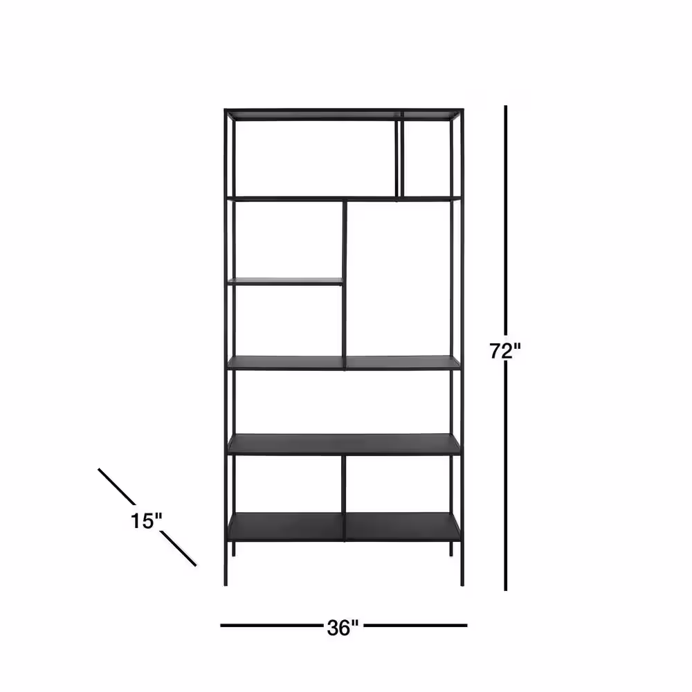 Meyer&Cross Winthrop 72 in. Blackened Bronze 6-Shelf Bookcase