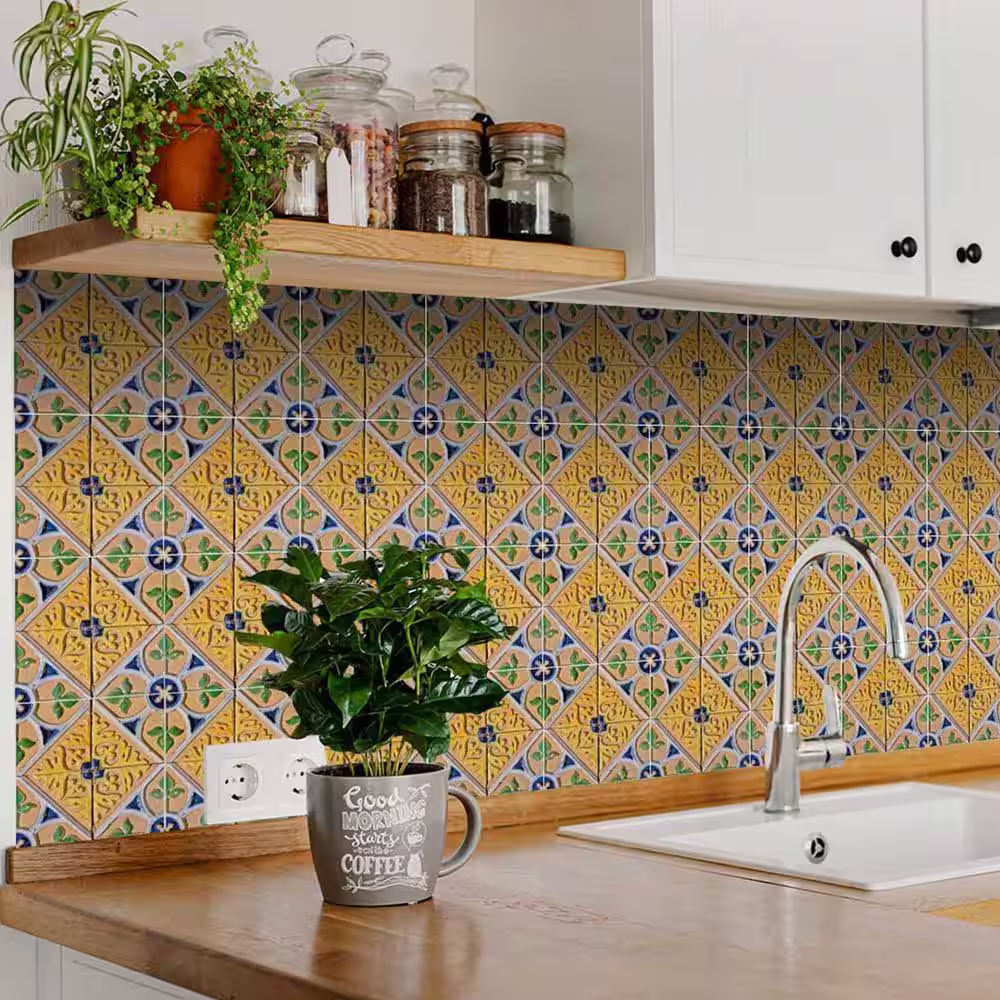 None Green/Blue/Yellow H11 6 in. x 6 in.Vinyl Peel and Stick Tile (24 Tiles, 6 sq.ft./pack)