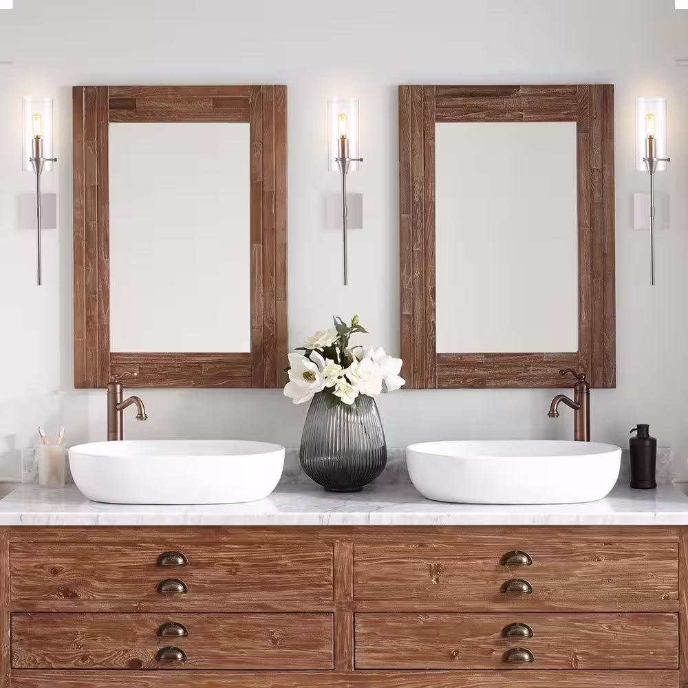 JONATHAN Y Cato 4.5 in. 1-Light Nickel/Clear Bohemian Farmhouse Iron/Glass LED Wall Sconce