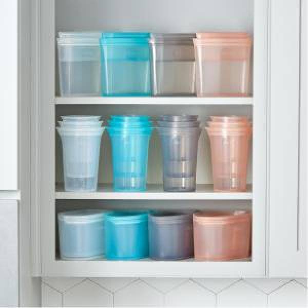 Zip Top 4 oz. Teal Reusable Silicone Snack Bag Zippered Storage Container