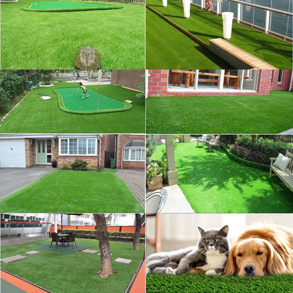 Agfabric 3 ft. x 5 ft. Green Artificial Grass Carpet 1.18 in. Mat for Outdoor Garden Landscape Balcony Dog Grass Rug