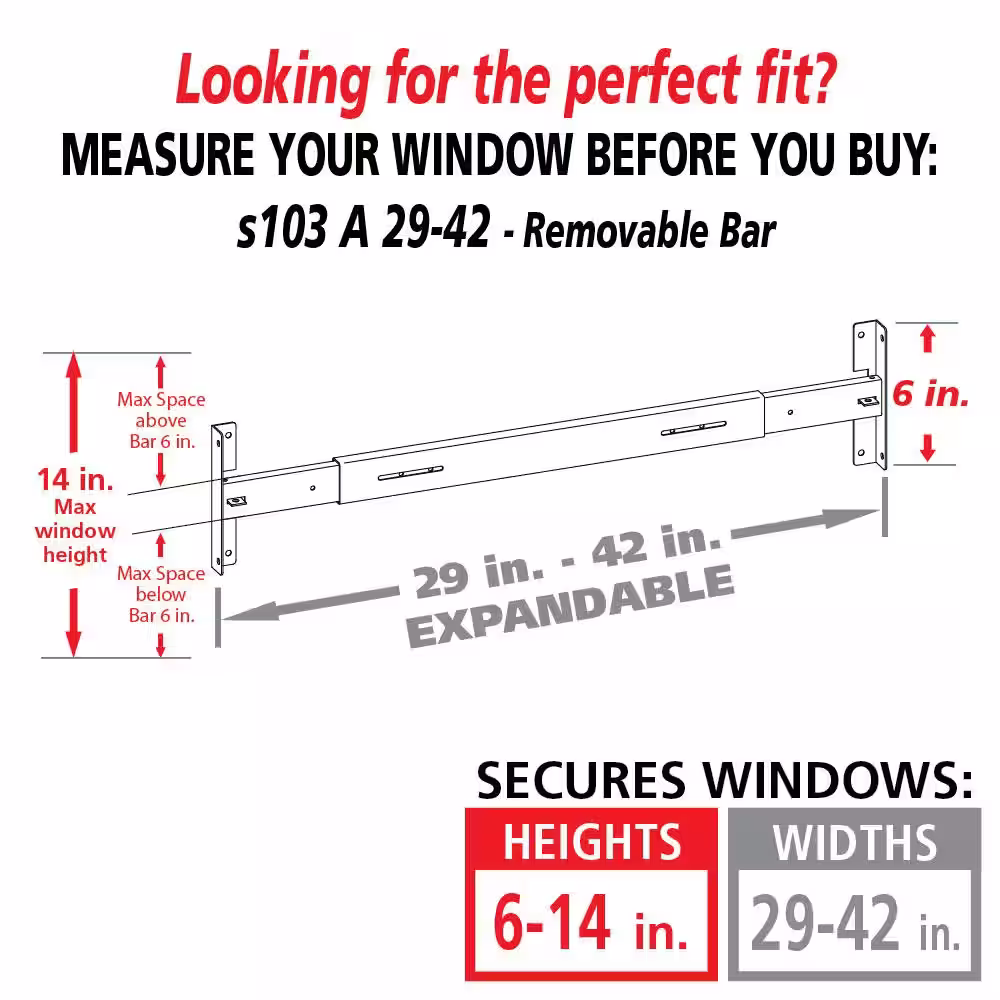 Mr. Goodbar Removable 29 in. to 42 in. Adjustable Width 1-Bar Window Guard, White
